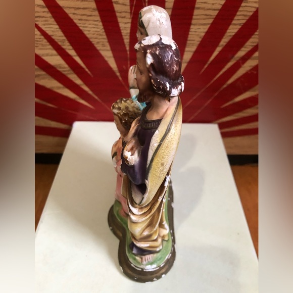 Vintage Italian Mother Mary & Joseph Chalkware Statue - Picture 9 of 11